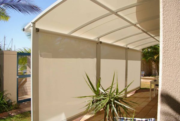 White Outdoor Channel Blinds in Brisbane and Gold Coast